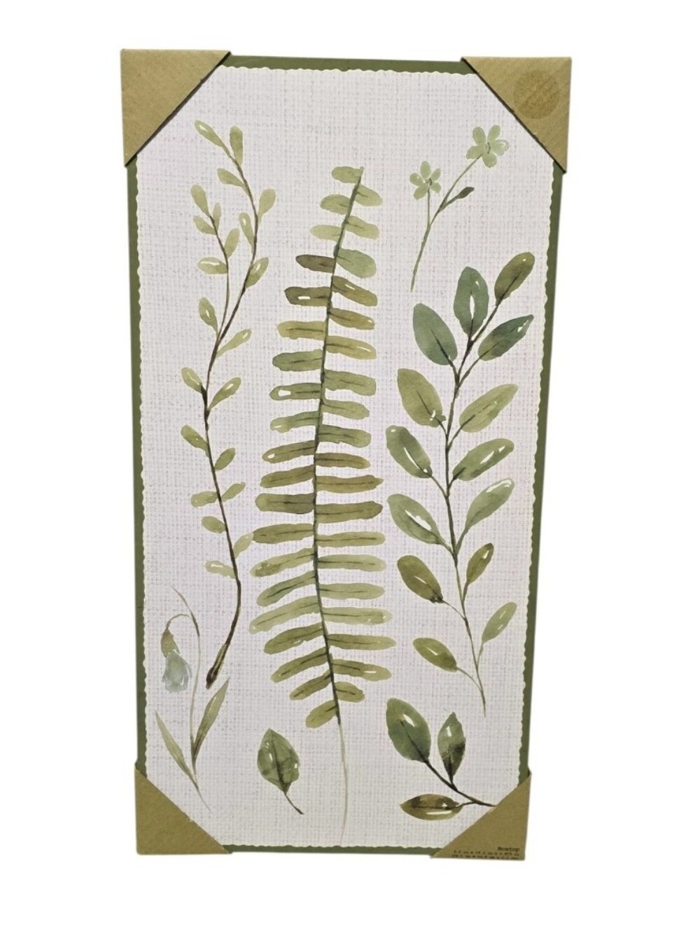 Botanical Leaf Wall Art Sage Green Earthy Fern Boho Decor Box Sign 9.5 x 18.5